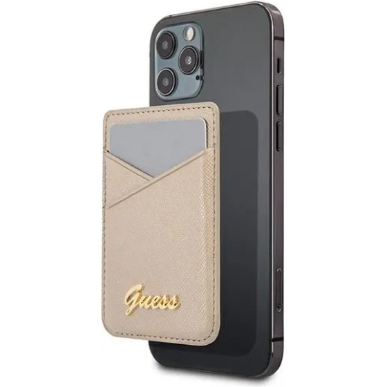 Guess Wallet Card Slot GUWMSSASLGO MagSafe Saffiano gold/gold - (GUE001305-0)