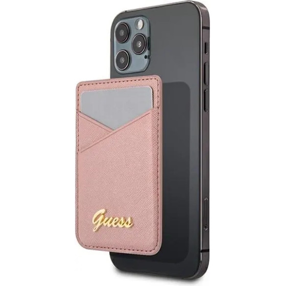 Guess Wallet Card Slot GUWMSSASLPI MagSafe Saffiano pink/pink - (GUE001307-0)