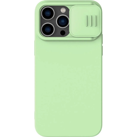 Nillkin CamShield Silky Silicone Case iPhone 14 Pro Max case with camera cover green - (Nillkin CamShield Silky silicone case iPhone 14 Pro Max 6.7 2022 Mint Green)