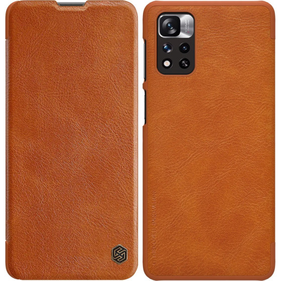 Nillkin Qin Case Case for Xiaomi Redmi Note 11 Pro+ (China) / Redmi Note 11 Pro (China) / Mi11i HyperCharge Camera Protector Holster Cover Flip Case Brown - (Nillkin Qin Case Xiaomi Redmi Note 11 Pro+ / Redmi Note 11 Pro Brown)