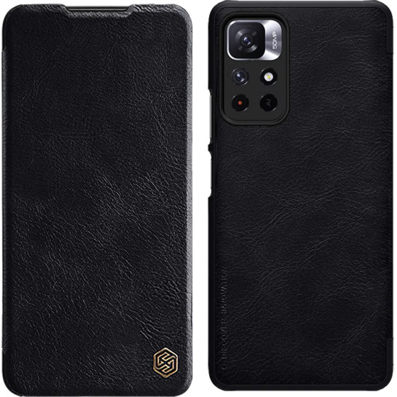 Nillkin Qin Case Flip Case for Xiaomi Redmi Note 11T 5G / 11S 5G / 11 5G (China) / Poco M4 Pro 5G - Black - (Nillkin Qin Case Xiaomi Poco M4 Pro 5G Black)