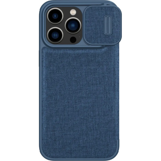 Nillkin Qin Cloth Pro Case Case for iPhone 14 Pro Max Camera Cover Holster Cover Flip Case Blue - (Nillkin Qin Pro Leather Case-cloth iPhone 14 Pro Max 6.7 2022 Elite Blue)