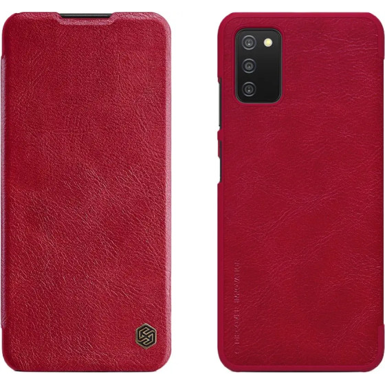 Nillkin Qin leather holster case for Samsung Galaxy A03s red - (Nillkin Qin Leather Case Samsung Galaxy A03S Red)
