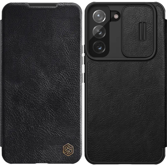 Nillkin Qin Leather Pro Case Case for Samsung Galaxy S22+ (S22 Plus) Camera Protector Holster Cover Flip Case Black - (Nillkin Qin Leather Pro Case Samsung Galaxy S22+ Black)