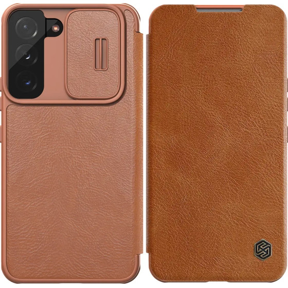 Nillkin Qin Leather Pro Case Case for Samsung Galaxy S22+ (S22 Plus) Camera Protector Holster Cover Flip Case Brown - (Nillkin Qin Leather Pro Case Samsung Galaxy S22+ Brown)