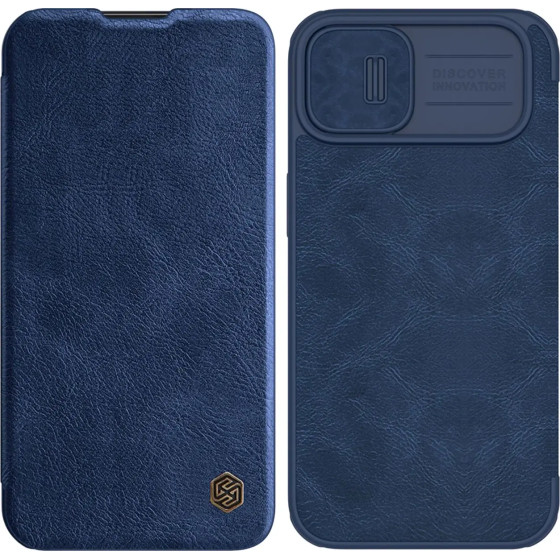 Nillkin Qin Leather Pro Case iPhone 14 Plus Camera Cover Holster Cover Flip Case Blue - (Nillkin Qin Pro Leather Case iPhone 14 Plus 6.7 2022 Blue)