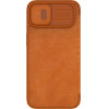 Nillkin Qin Leather Pro Case iPhone 14 Plus Camera Cover Holster Cover Flip Case Brown - (Nillkin Qin Pro Leather Case iPhone 14 Plus 6.7 2022 Brown)