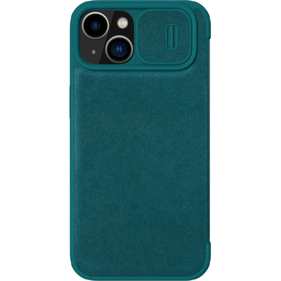 Nillkin Qin Leather Pro Case iPhone 14 Plus Camera Cover Holster Cover Flip Case Green - (Nillkin Qin Pro Leather Case-plain leather iPhone 14 Plus 6.7 2022 Exuberant Green)