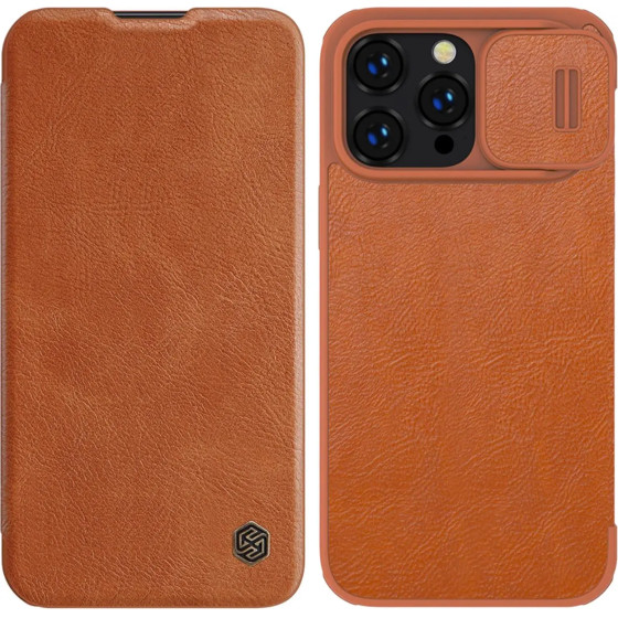 Nillkin Qin Leather Pro Case iPhone 14 Pro Max Camera Cover Holster Cover Flip Case Brown - (Nillkin Qin Pro Leather Case iPhone 14 Pro Max 6.7 2022 Brown)