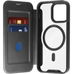 Puro Book Mag MagSafe Leather Case with Flap and Card Slot for iPhone 16 Pro - Black - (PUIPC16P61BKMAGBLK)