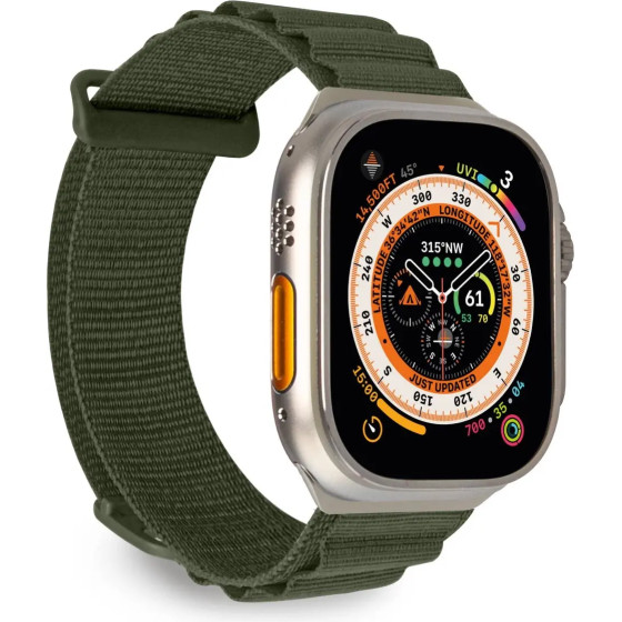 Puro Extreme Nylon Strap for Apple Watch 42 / 44 / 45 / 49 mm - Dark Green - (PUAW44EXTREMEDKGRN)