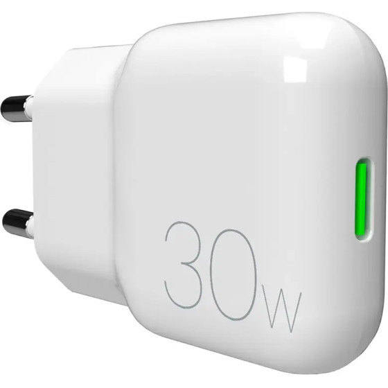 Puro GaN SLIMPRO 30W USB-C Wall Charger - White - (PUFCMTCUSBC30WG1WHI)