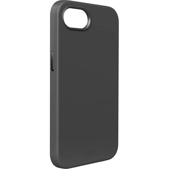 Puro Liquid Silicon Cover ''ICON MAG PRO'' with Magsafe, metal buttons and camera ring for iPhone 16E, black - (PUIPCSE25ICONMPBLK)