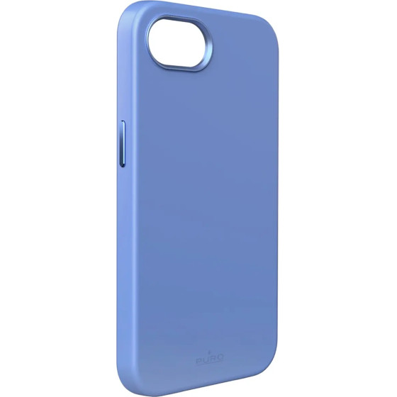Puro Liquid Silicon Cover ''ICON MAG PRO'' with Magsafe, metal buttons and camera ring for iPhone 16E, blue - (PUIPCSE25ICONMPBLUE)