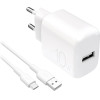 Puro PROLITE 10W USB-A wall charger + USB-A - USB-C cable 1.2m - white - (PUTCUSBA10WDYKACWHI)