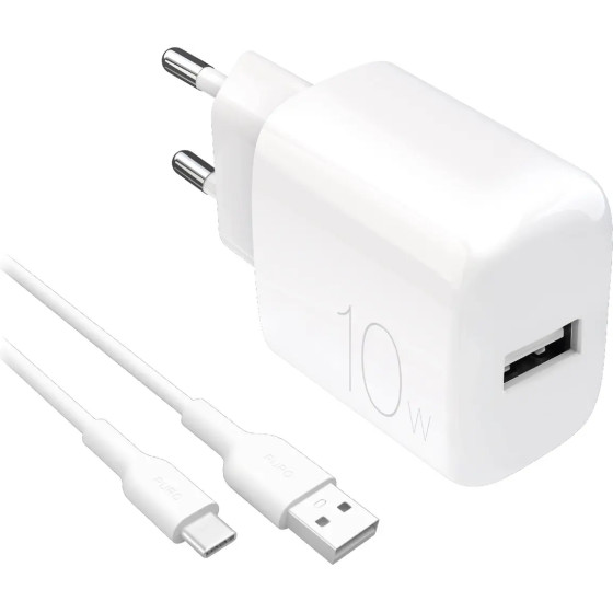 Puro PROLITE 10W USB-A wall charger + USB-A - USB-C cable 1.2m - white - (PUTCUSBA10WDYKACWHI)