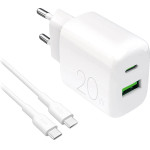 Puro PROLITE 20W USB-A / USB-C wall charger + USB-C - USB-C cable 1.2m - white - (PUTCUSBAC20WDYKCCWHI)