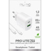 Puro PROLITE 25W USB-A / USB-C wall charger + USB-C - USB-C cable 1.2m - white - (PUTCUSBAC25WDYKCCWHI)