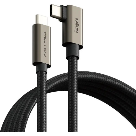 Ringke 3.2 gen. 2x2 USB-C, PD 3.1 240W 2m angled cable - black - (27393-0)
