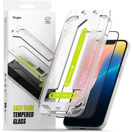 Ringke Easy Slide Tempered Glass 2-pack for iPhone 13 / 13 Pro / 14 / 16e - Clear - (27411-0)
