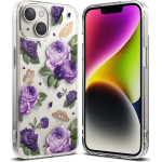 Ringke Fusion Design Armored Case Cover with Gel Frame for iPhone 14 Plus transparent (Purple rose) - (FD637E29)