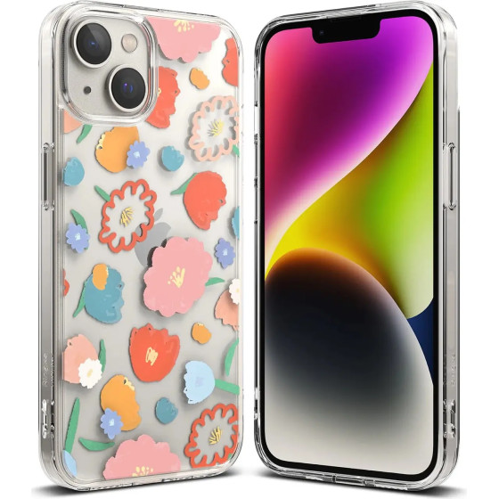 Ringke Fusion Design Armored Sleeve Cover with Gel Frame for iPhone 14 Plus transparent (Floral) - (FD637E31)