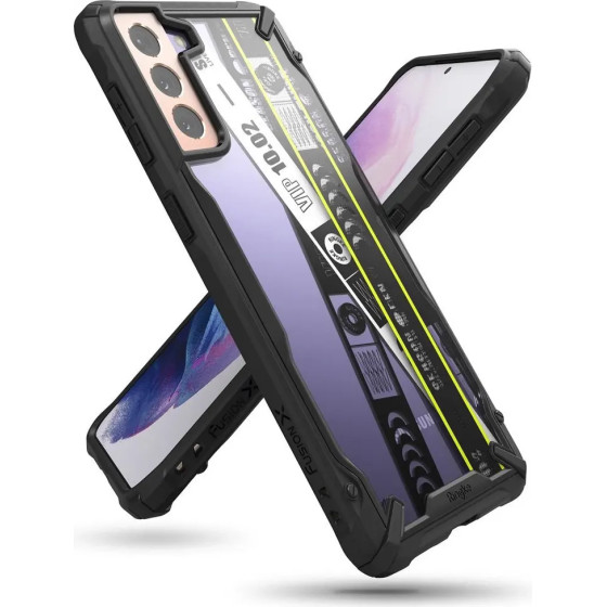 Ringke Fusion X Design durable PC Case with TPU Bumper for Samsung Galaxy S21+ 5G (S21 Plus 5G) black (Ticket band) - (XDSG0052)