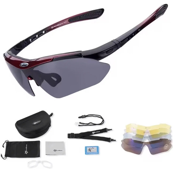 Rockbros 10001 polarizing cycling glasses - black and red - (Rockbros-10001)