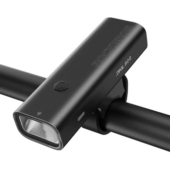 Rockbros 24710012001 front bicycle light 800 lm + USB-C - USB-A cable - black - (Rockbros-24710012001)