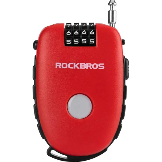 Rockbros 32420981001 bicycle lock with retractable cable - red - (Rockbros-32420981001)