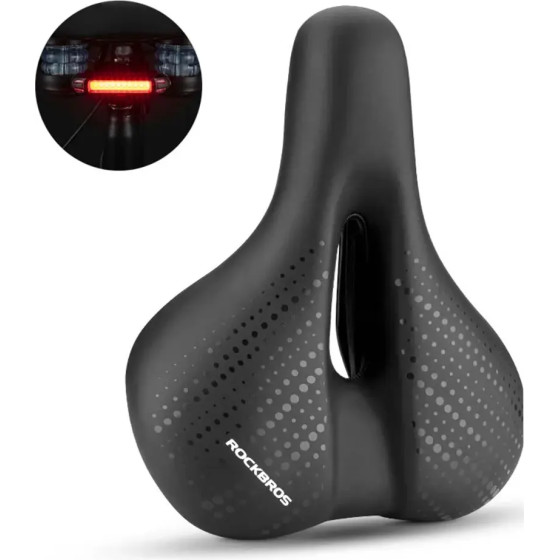 Rockbros 38218916002 MTB bicycle saddle + lamp - black - (Rockbros-38218916002)