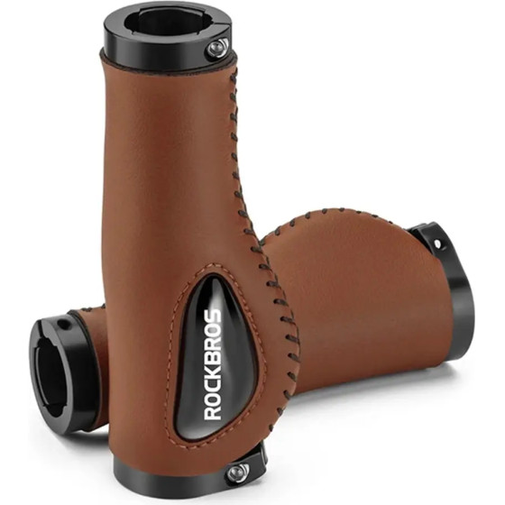 Rockbros 40720001002 leather bicycle grips - brown - (Rockbros-40720001002)