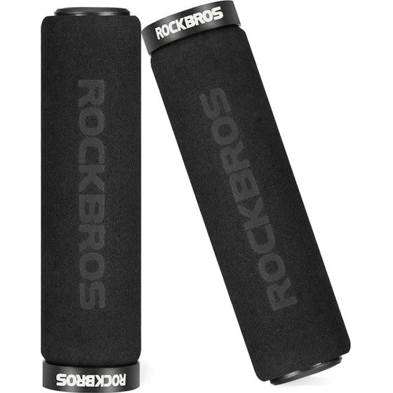 Rockbros BT1001BKBK sponge bicycle handlebar grips - black - (Rockbros-BT1001BKBK)