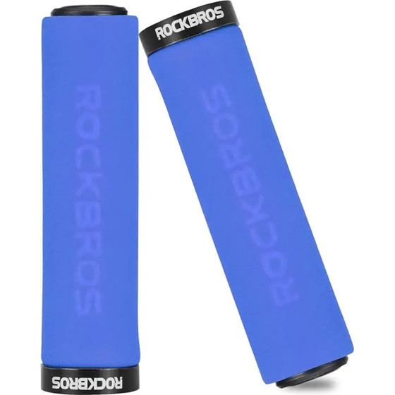 Rockbros BT1001BLBK sponge bicycle handlebar grips - blue and black - (Rockbros-BT1001BLBK)