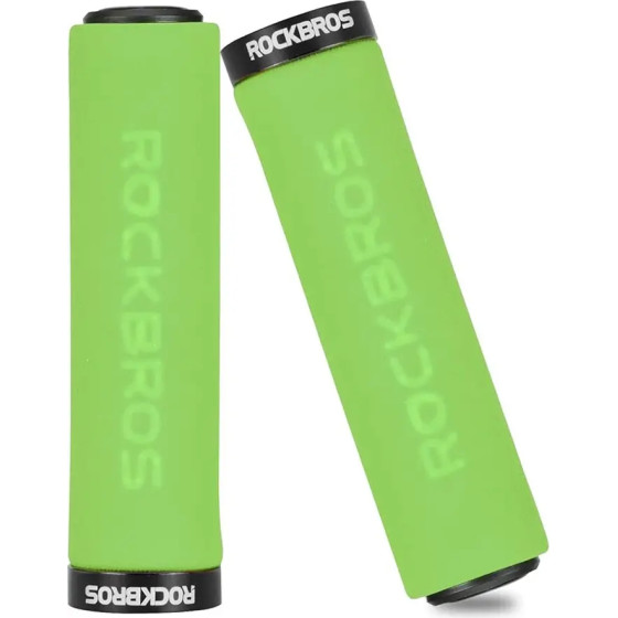 Rockbros BT1001GNBK sponge bicycle handlebar grips - green and black - (Rockbros-BT1001GNBK)