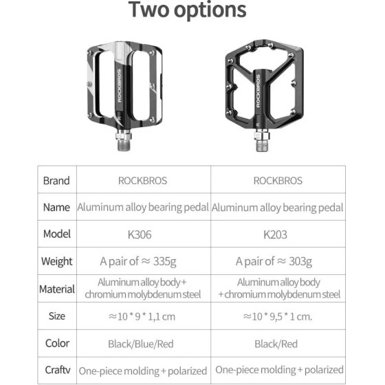Rockbros K203-BK bicycle pedal set - black - (Rockbros-K203-BK)