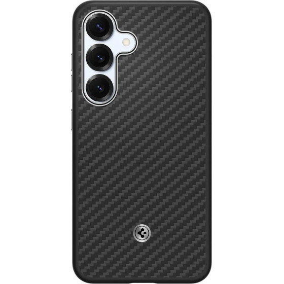 Samsung Spigen Enzo Aramid Silicone Case with Built-in MagFit Ring for Galaxy S25 - Black - (GP-FPS931PGABW)