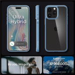 Spigen Crystal Hybrid Case for iPhone 15 Pro Max - Clear Blue - (Spigen Crystal Hybrid, sierra blue - iPhone 15 Pro Max)
