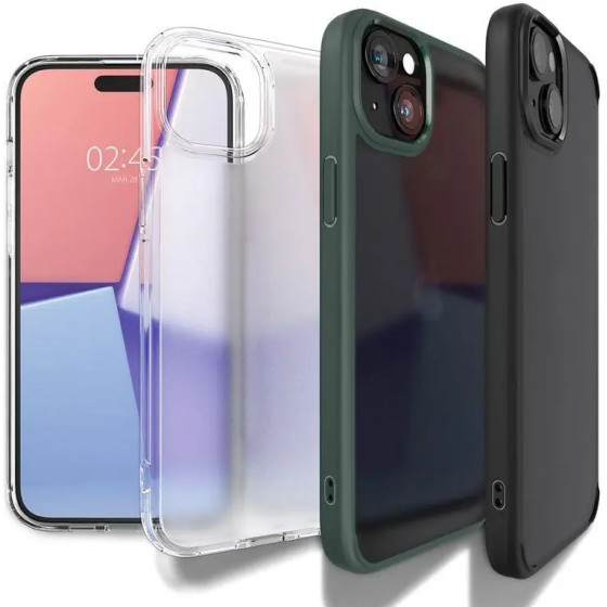 Spigen Crystal Hybrid iPhone 15 Plus Case - Clear Blue - (Spigen Crystal Hybrid, navy blue - iPhone 15 Plus)