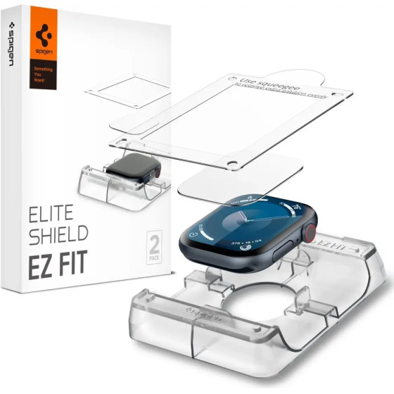 Spigen Elite Shield ''EZ FIT'' Hybrid Glass 2-PACK for Apple Watch 10 (42MM) - Clear - (26103-0)
