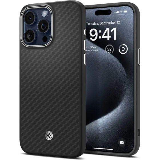 Spigen Enzo Aramid Mag Case with MagSafe for iPhone 15 Pro - Matte Black - (24137-0)