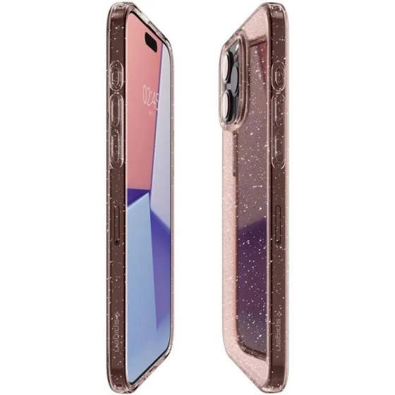 Spigen Liquid Crystal Glitter iPhone 15 Pro Case - Pink/Clear - (Spigen Liquid Crystal Glitter, rose quartz - iPhone 15 Pro)