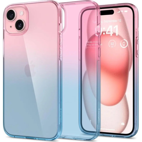 Spigen Liquid Crystal iPhone 15 Case - Pink/Blue - (Spigen Liquid Crystal, gradation - iPhone 15)