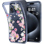 Spigen Liquid Crystal iPhone 15 Pro Case - Pink and Blue Flowers - (23886-0)