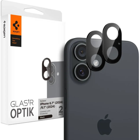 Spigen Optik GLAS.TR Camera Protector 2-PACK for iPhone 16 / 16 PLUS - Black - (26127-0)