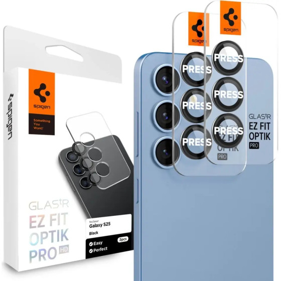 Spigen Optik Pro GLAS.TR EZ FIT 2-pack Camera Cover for Samsung Galaxy S25+ - Black - (26838-0)