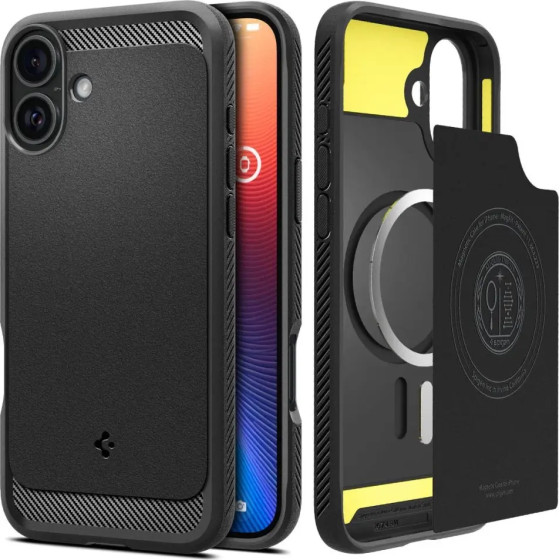 Spigen Rugged Armor MagSafe case for iPhone 16 - black - (25700-0)
