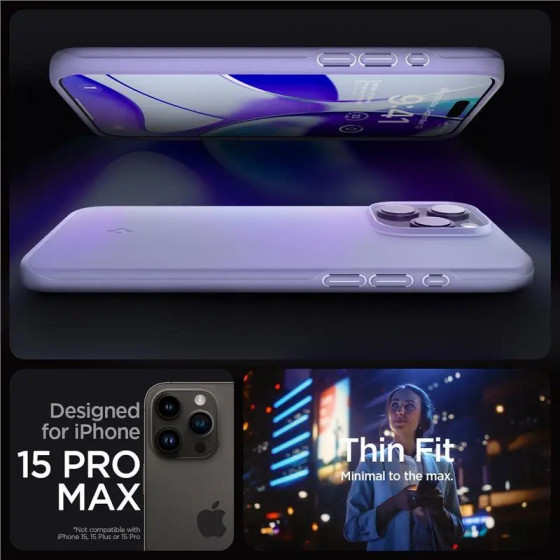 Spigen Thin Fit iPhone 15 Pro Max Case - Purple - (ACS06549)