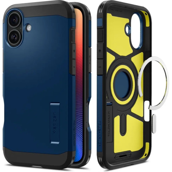 Spigen Tough Armor MagSafe case with stand for iPhone 16 - blue - (25702-0)