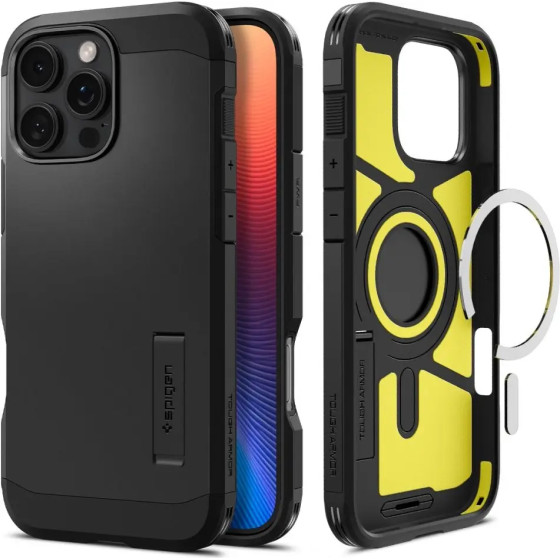 Spigen Tough Armor MagSafe Case with Stand for iPhone 16 Pro - Black - (25669-0)